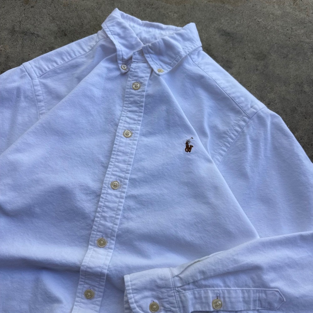 Vintage 90s Ralph Lauren Button Down Shirt Oxford White Size 12 (j4)